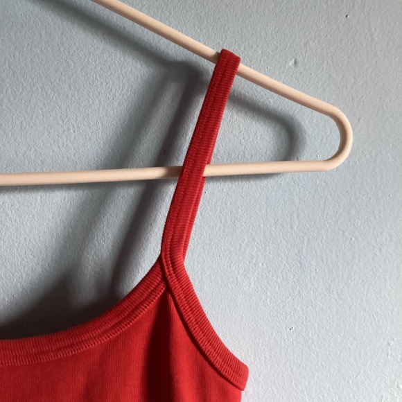 Red Los Angeles apparel HEAVY RIB SPAGHETTI MINI DRESS - Picture 3 of 5